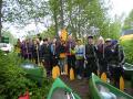 Uppställning inför 4 timmars paddling på floden Ahja berömd för sina imponerande sandstensklippor. 